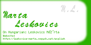 marta leskovics business card